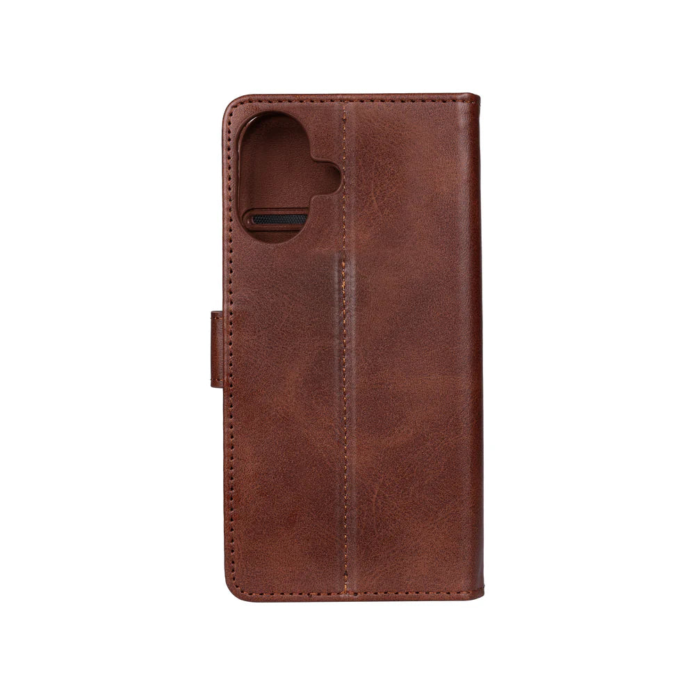 Könyvtok iPhone 16 telefonhoz (barna)