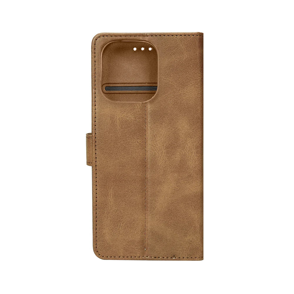 Könyvtok iPhone 16 Pro Max készülékhez (világosbarna)