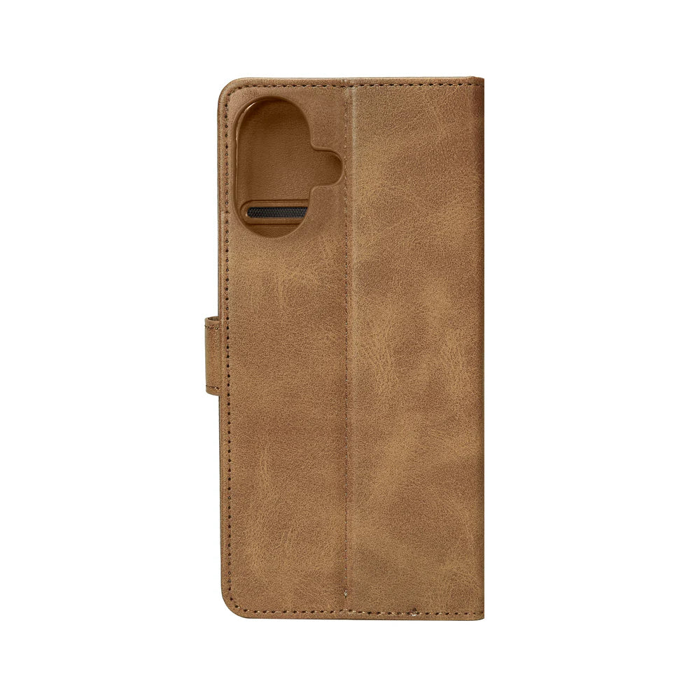 Könyvtok iPhone 16 telefonhoz (világosbarna)