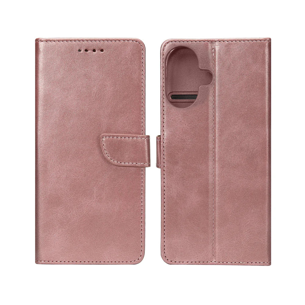 Könyvtok iPhone 16 telefonhoz (Rózsaszín)