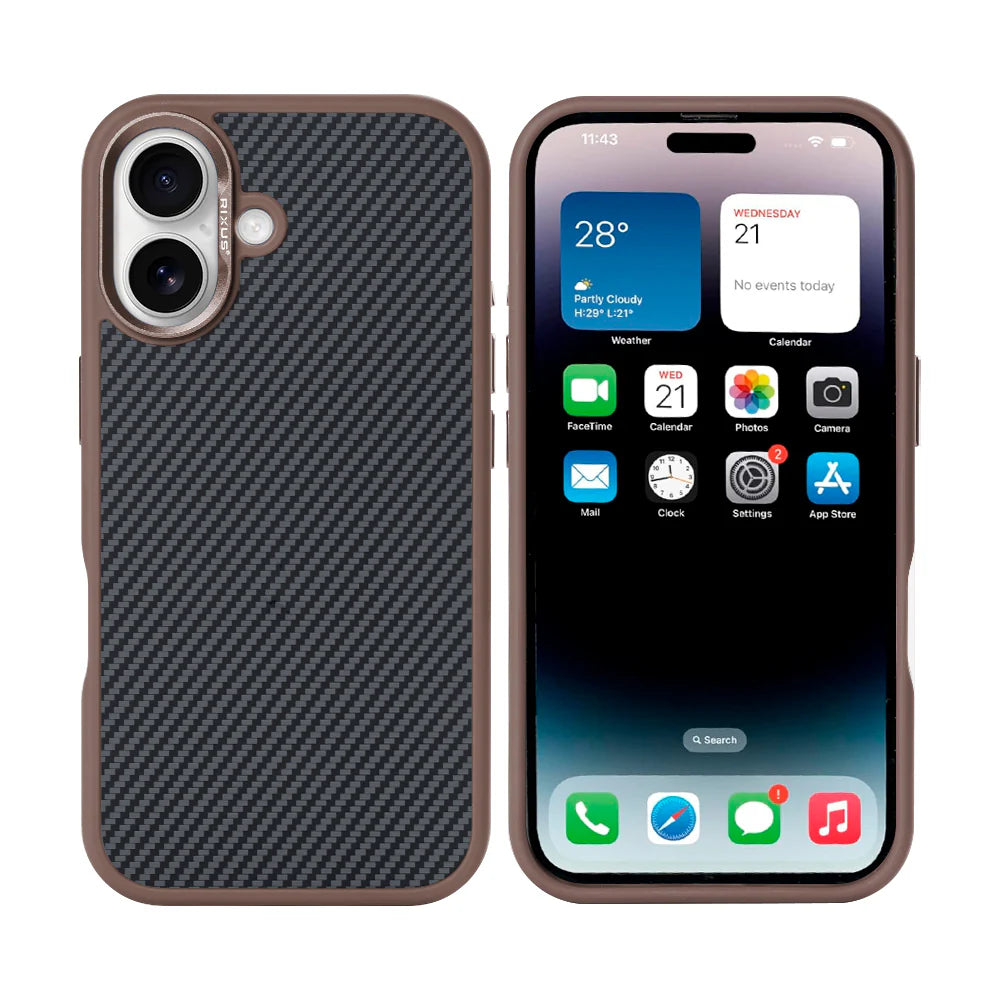 Carbon tok MagSafe-szel iPhone 16-hoz (barna)