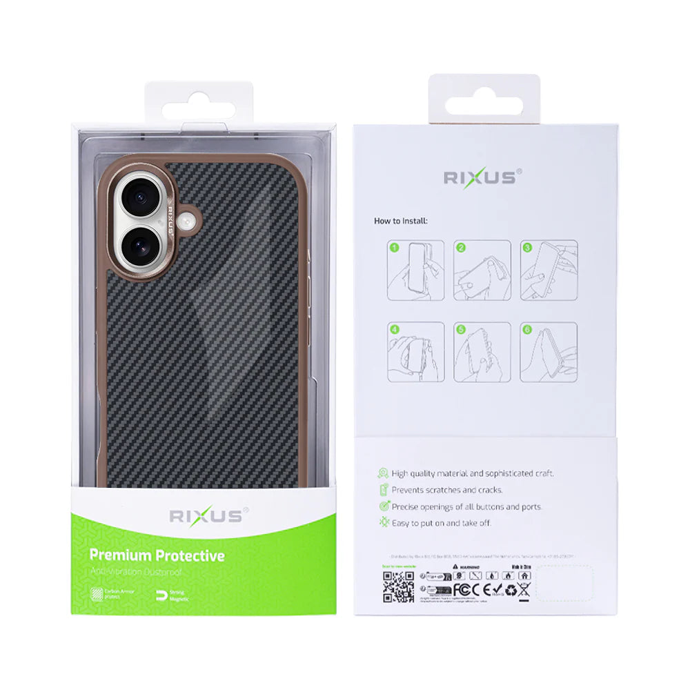 Carbon tok MagSafe-szel iPhone 16-hoz (barna)