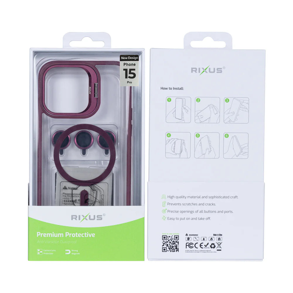 Masszív tok MagSafe-fel iPhone 15 Pro-hoz (Sötétrózsaszín)