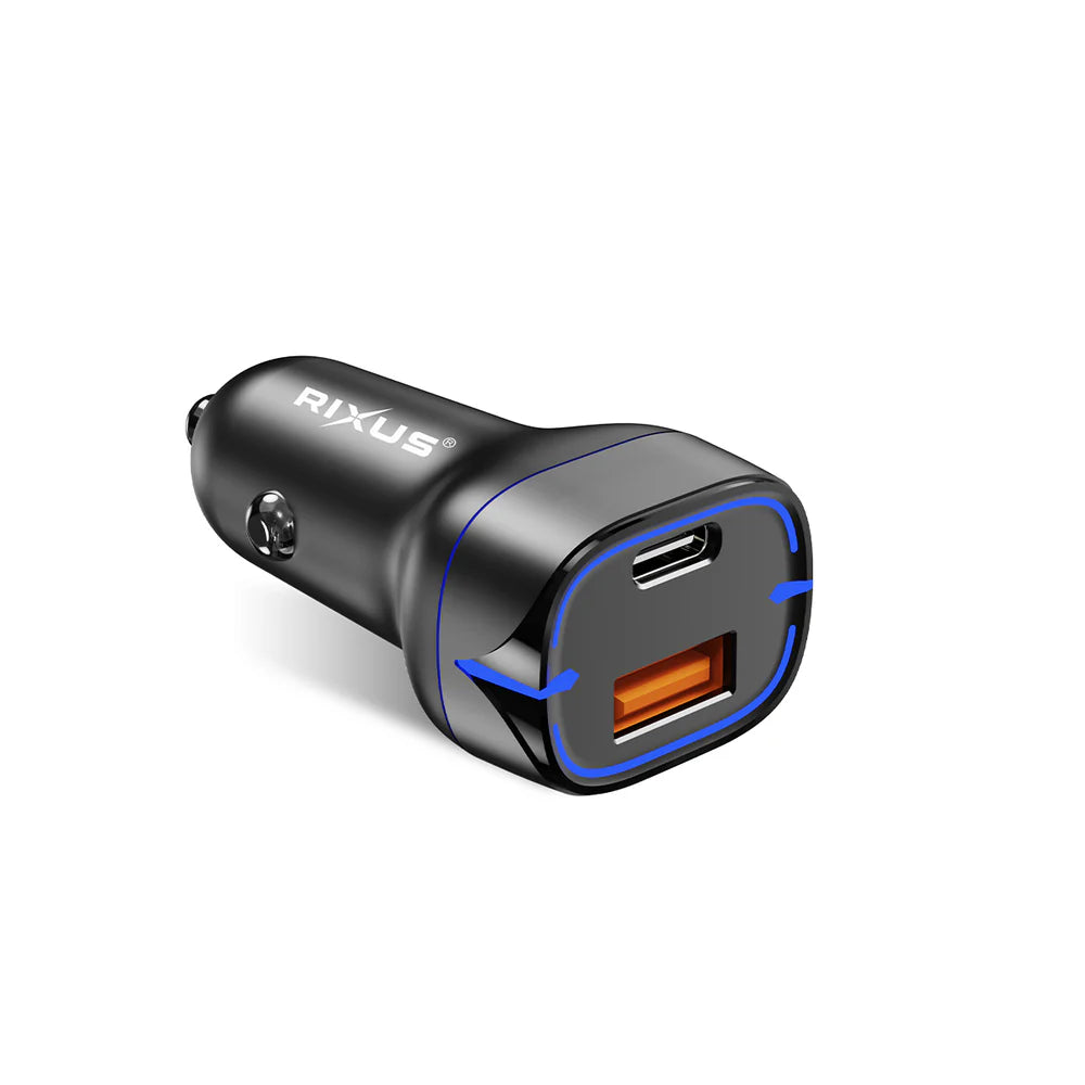 Kompakt USB-C autóstöltő PD + QC3.0 18W (Fekete)
