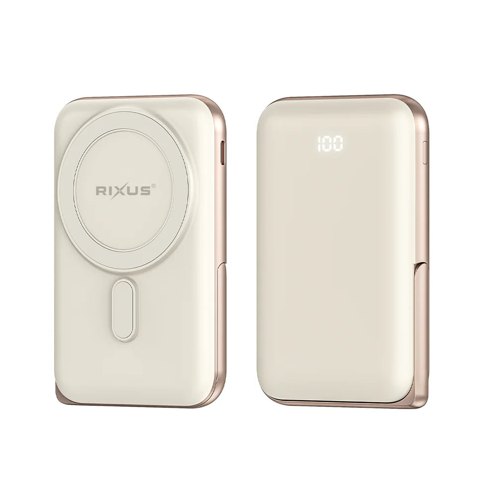Hordozható mágneses powerbank 10 000 mAh állvánnyal (rózsaarany)