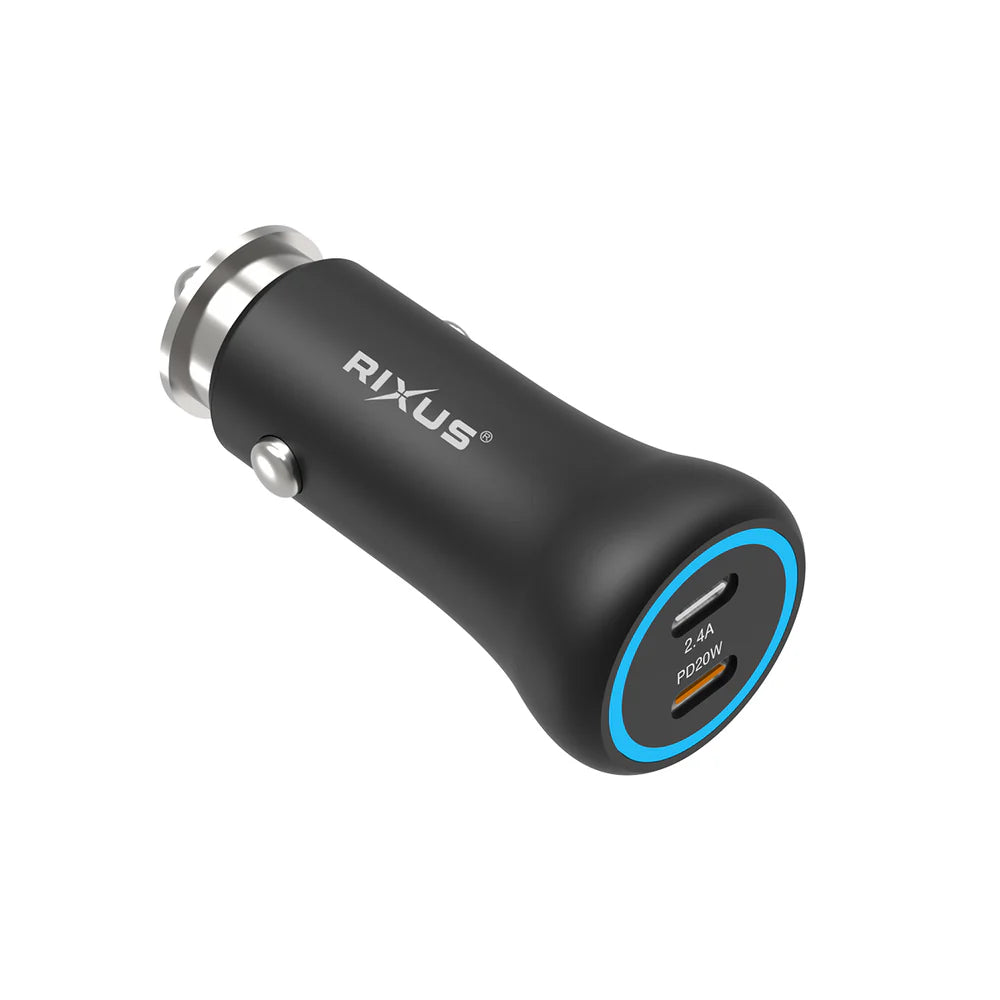 Kétportos 20 W-os USB-C autóstöltő (fekete)