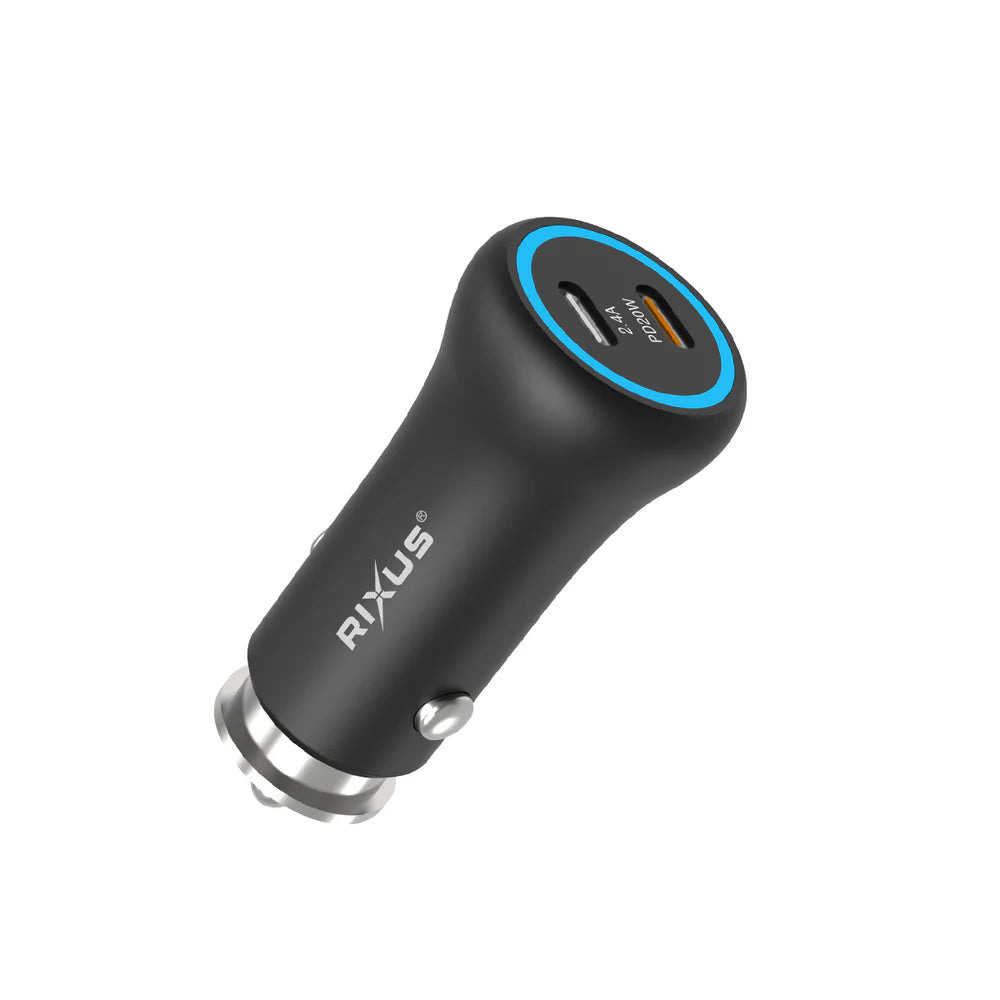 Kétportos 20 W-os USB-C autóstöltő (fekete)