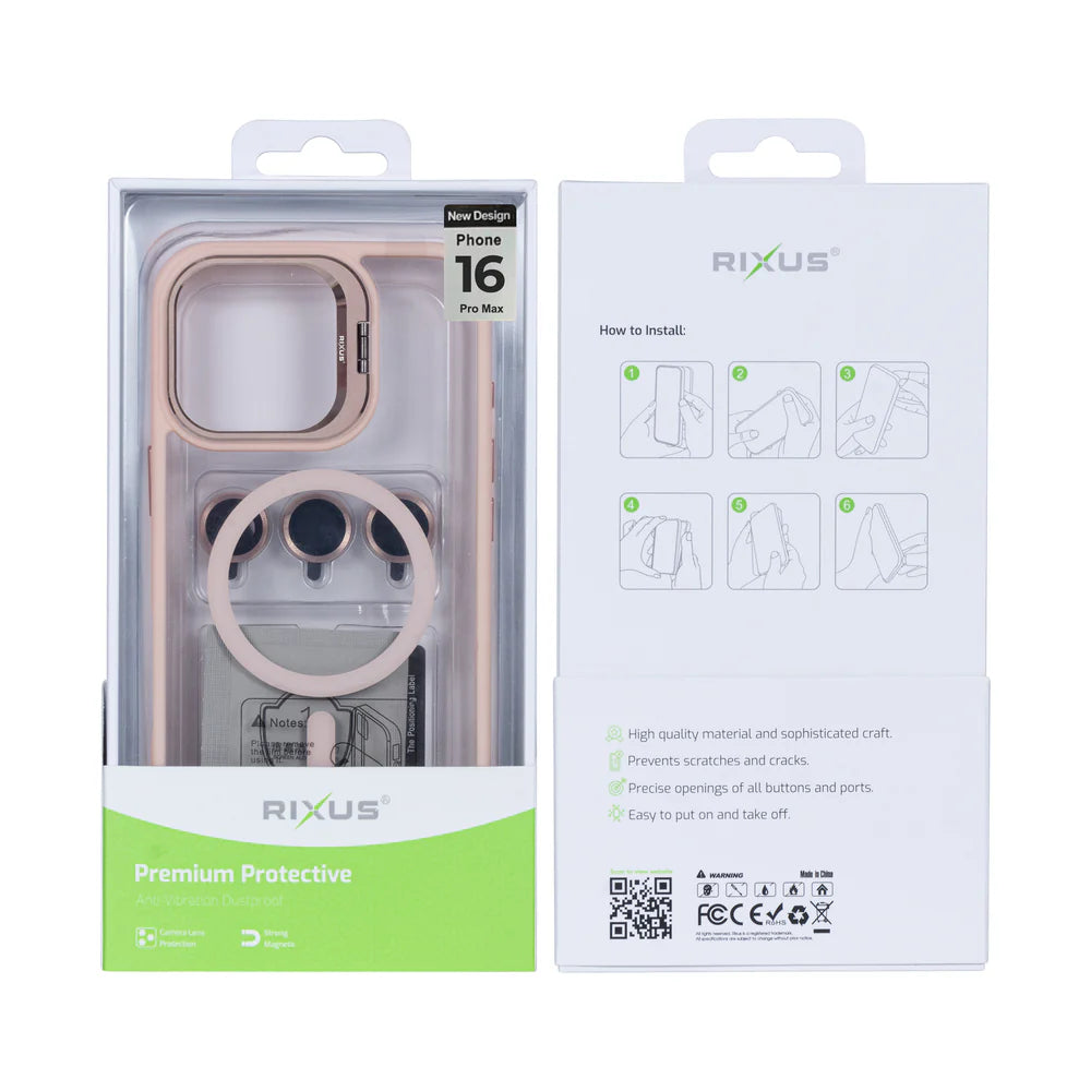 Masszív tok Magsafe-fel iPhone 16 Pro Max készülékhez (világos rózsaszín)