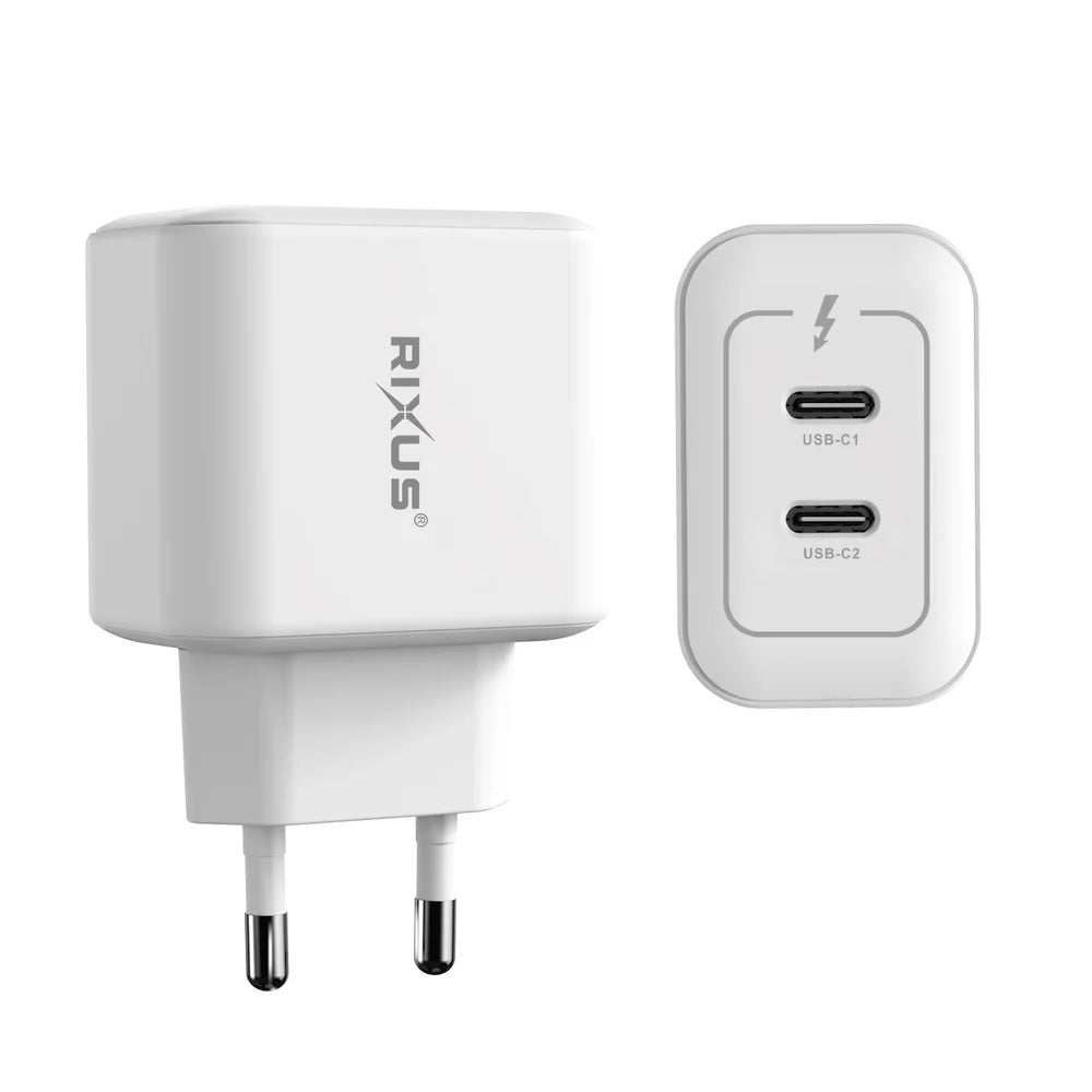45W-os GaN kétportos USB-C hálózati adapter (fehér)