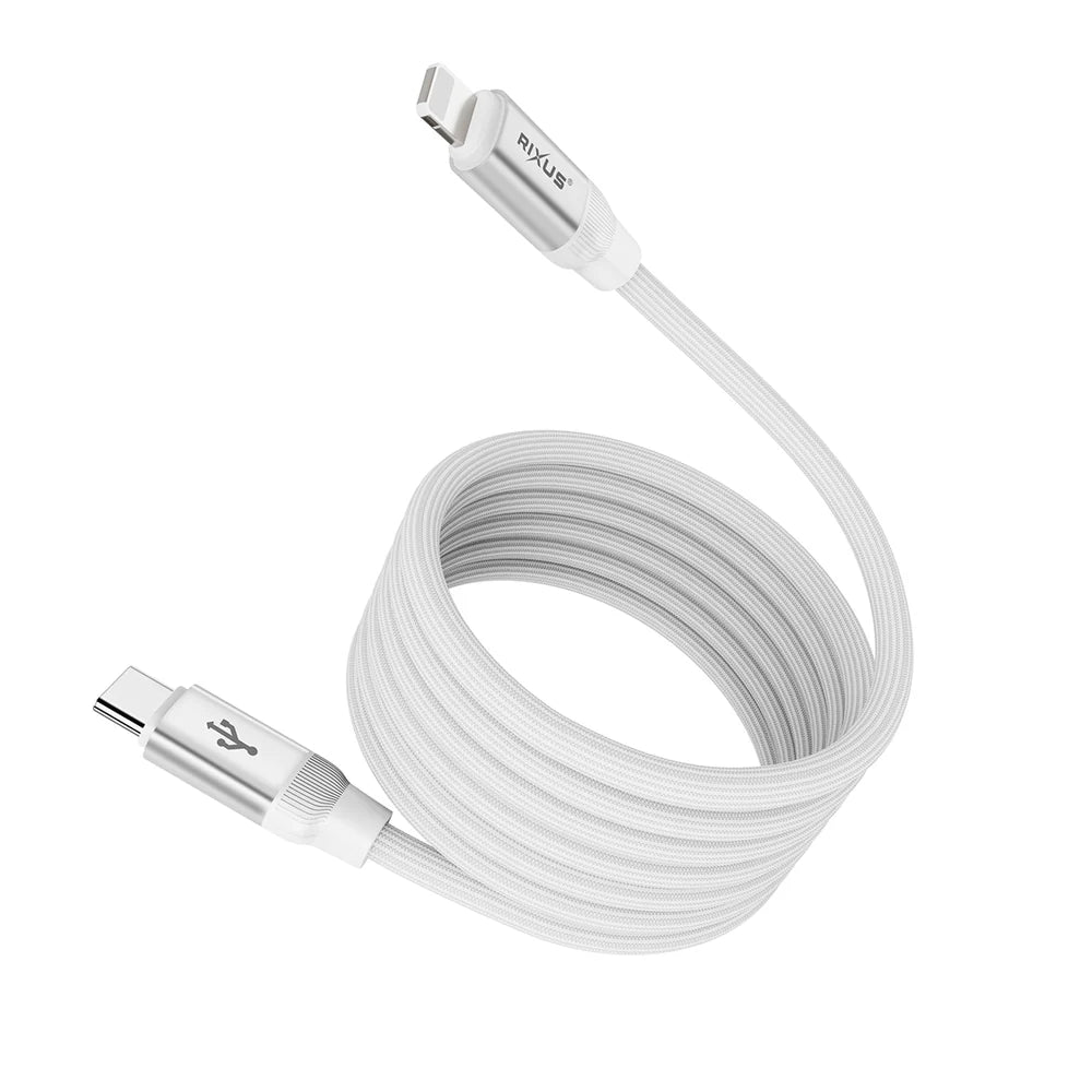 Mágneses USB-C – Lightning töltőkábel, 30 W, tokkal, fehér (100 cm)