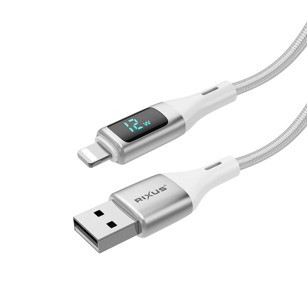 USB-A – Lightning kábel LED kijelzővel, dobozzal, fehér (100 cm)