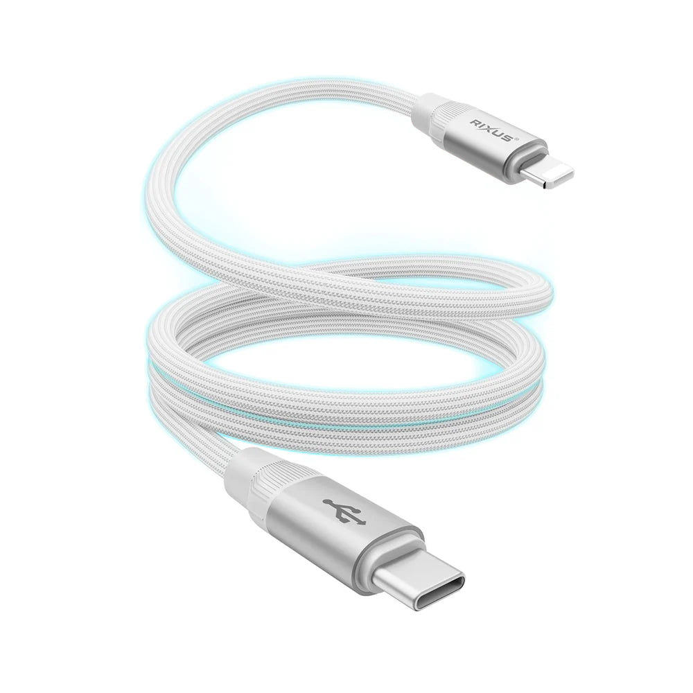 Mágneses USB-C – Lightning töltőkábel, 30 W, tokkal, fehér (100 cm)