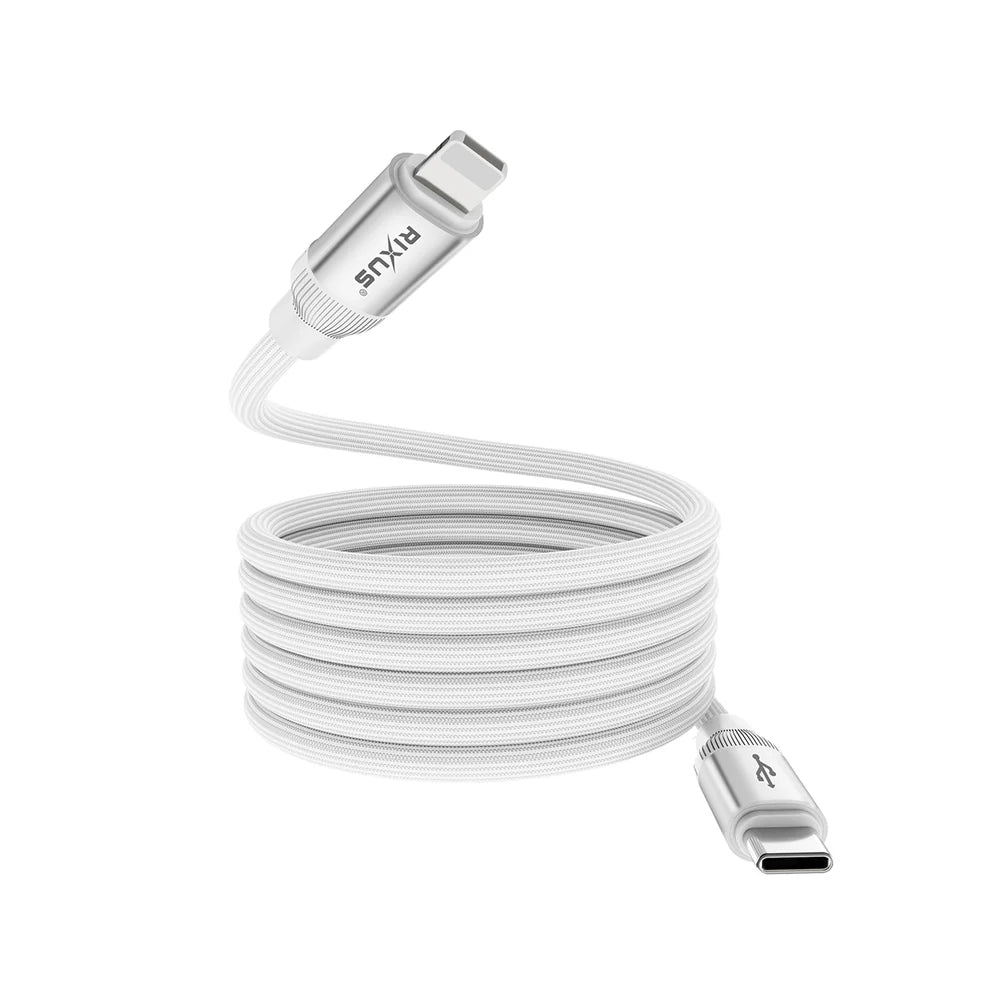 Mágneses USB-C – Lightning töltőkábel, 30 W, tokkal, fehér (100 cm)