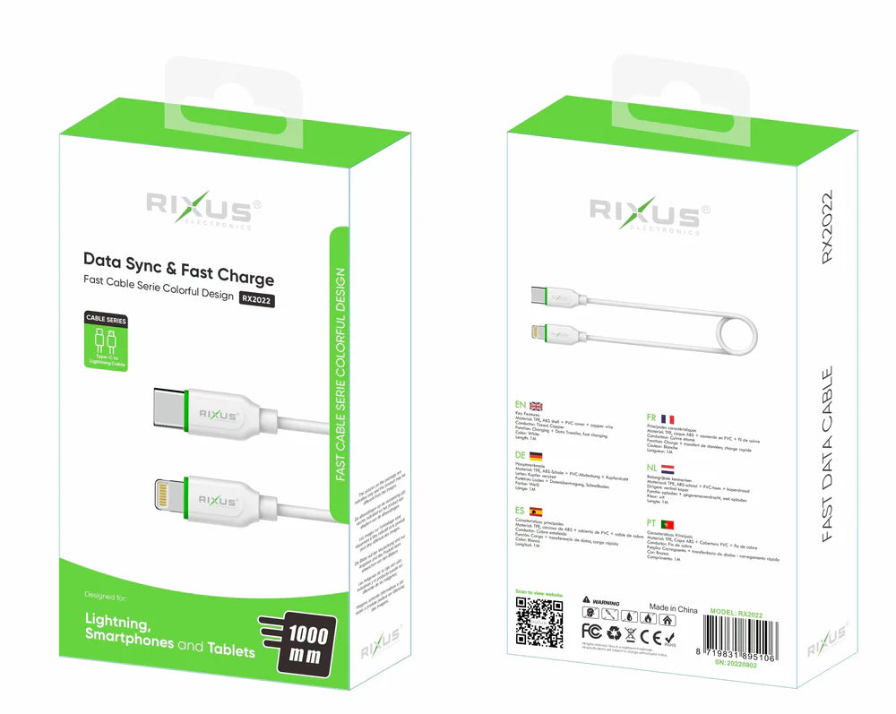 USB-C – Lightning adatátviteli és gyorstöltő kábel dobozzal (100 cm)