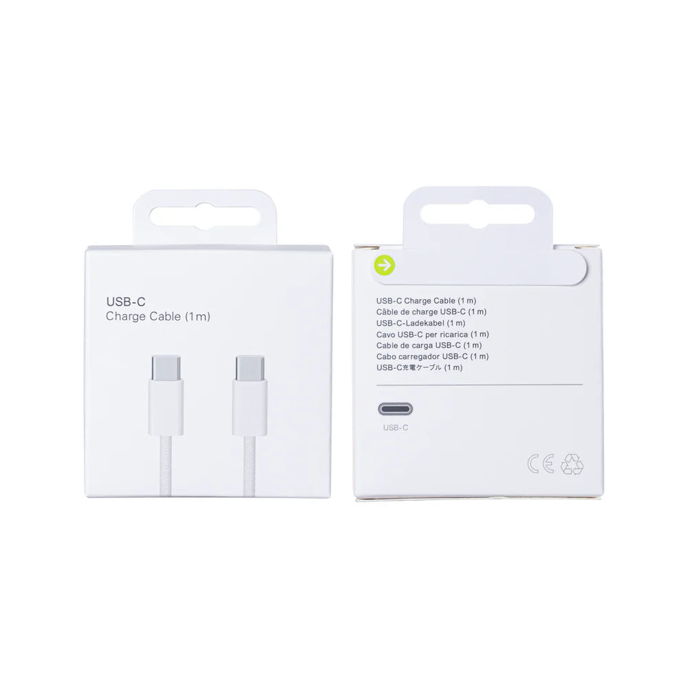 Apple USB-C – USB-C kábel, 60 W, szövött, dobozával, fehér (100 cm)
