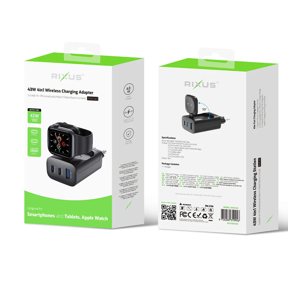 43 W-os töltőblokk Apple Watchhoz, iPhone-hoz és AirPods-hoz (fekete)