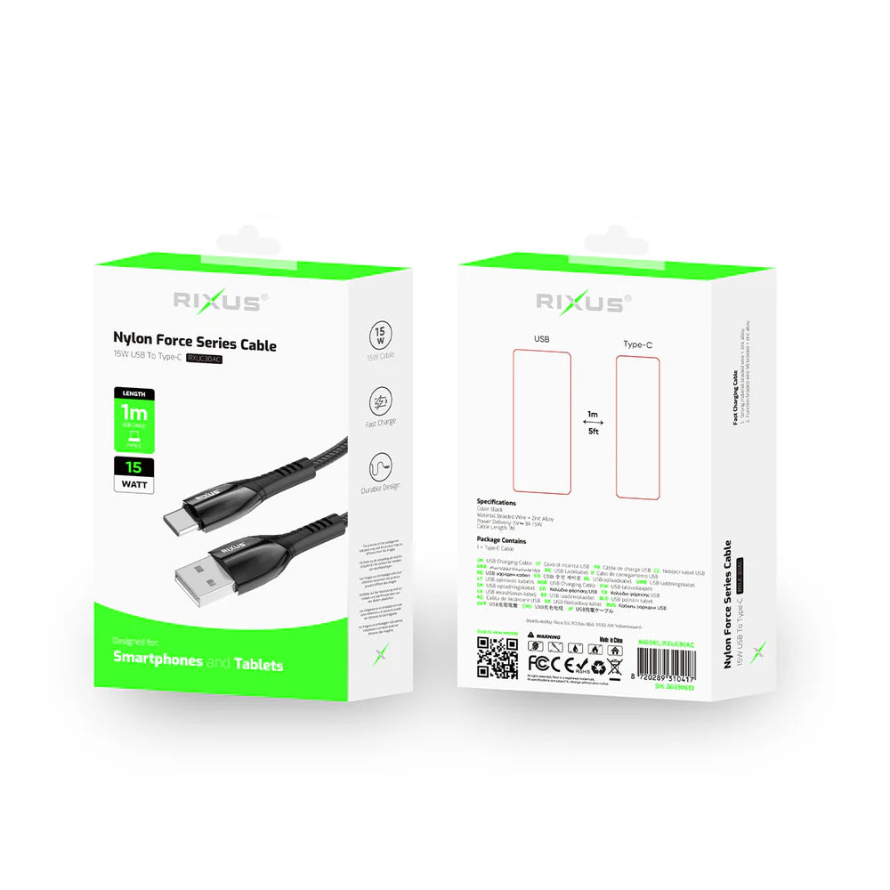 Alumínium USB-A – USB-C adatkábel dobozzal, fekete (100 cm)