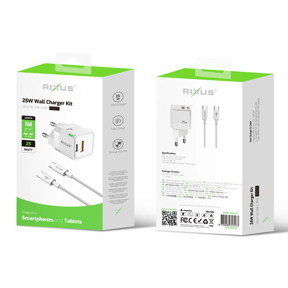 25 W-os töltő USB-C – USB-C kábellel (100 cm)