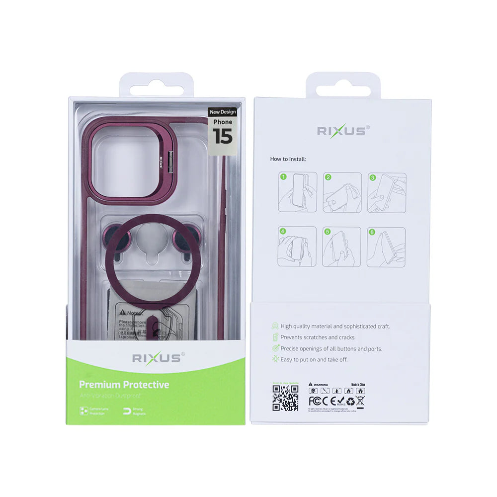 Masszív Magsafe tok iPhone 15-höz (Sötétrózsaszín)