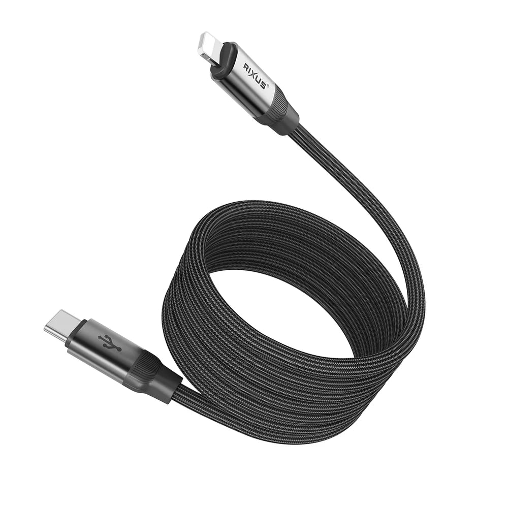 Mágneses USB-C – Lightning töltőkábel, 30 W, dobozzal, fekete, (100 cm)