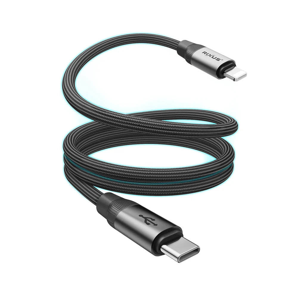 Mágneses USB-C – Lightning töltőkábel, 30 W, dobozzal, fekete, (100 cm)