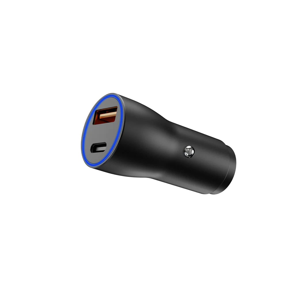 Nagy teljesítményű USB-C PD 20W + QC3.0 18W autós töltő (fekete)