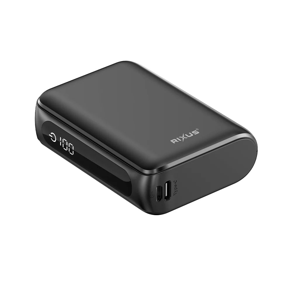 Kompakt powerbank digitális kijelzővel 10000 mAh (fekete)