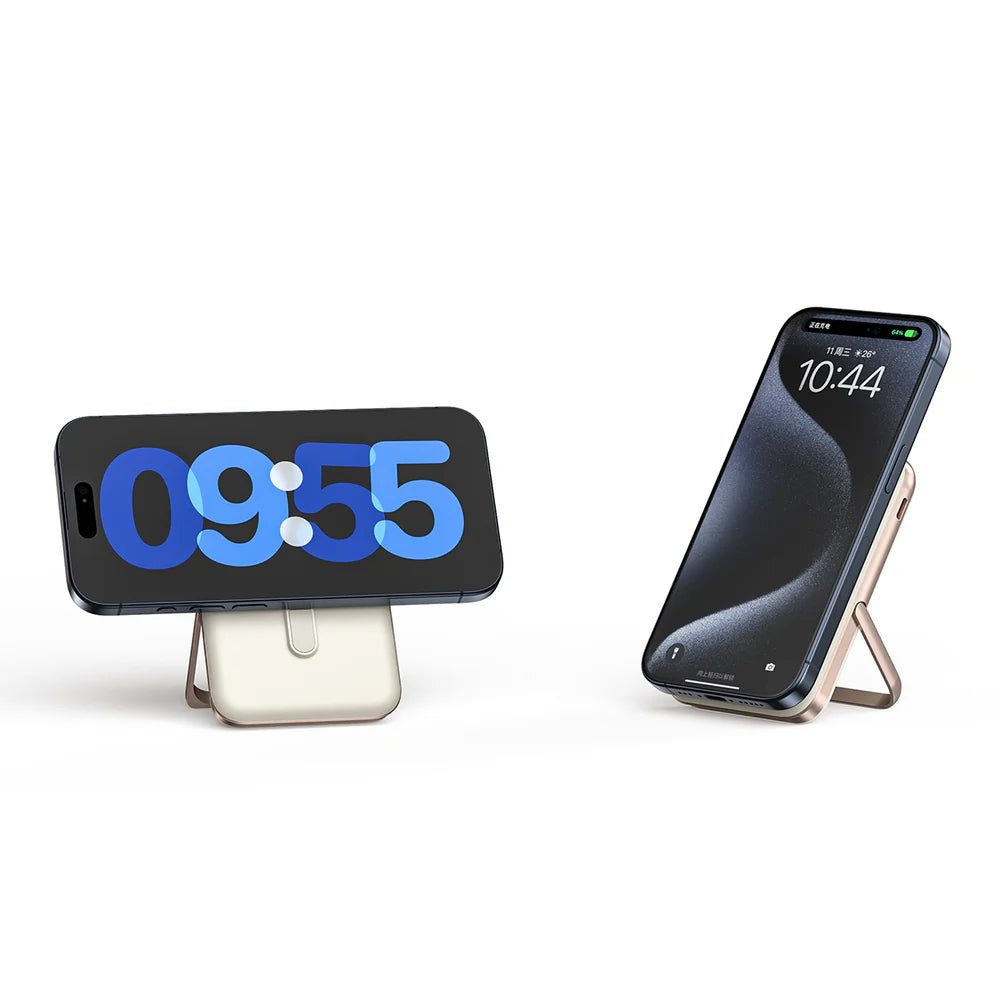 Hordozható mágneses powerbank 10 000 mAh állvánnyal (rózsaarany)
