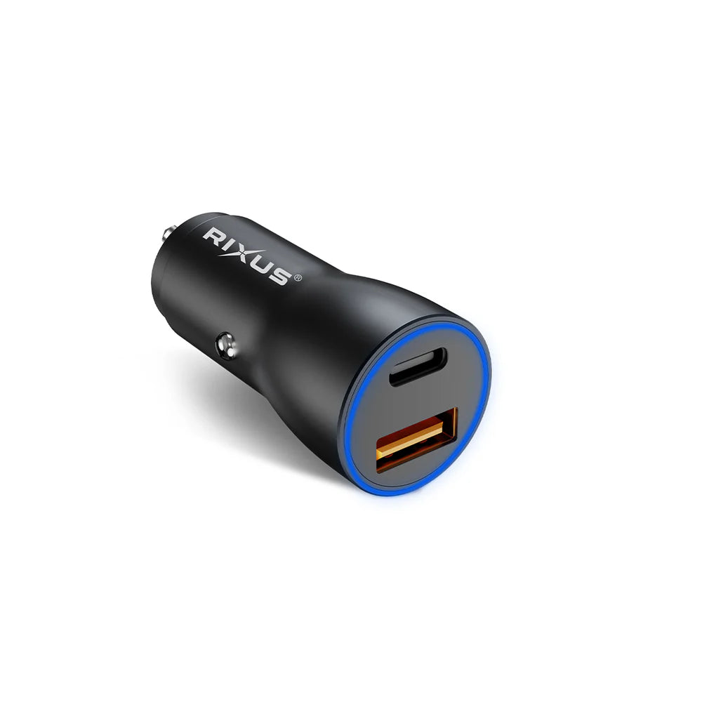 Nagy teljesítményű USB-C PD 20W + QC3.0 18W autós töltő (fekete)