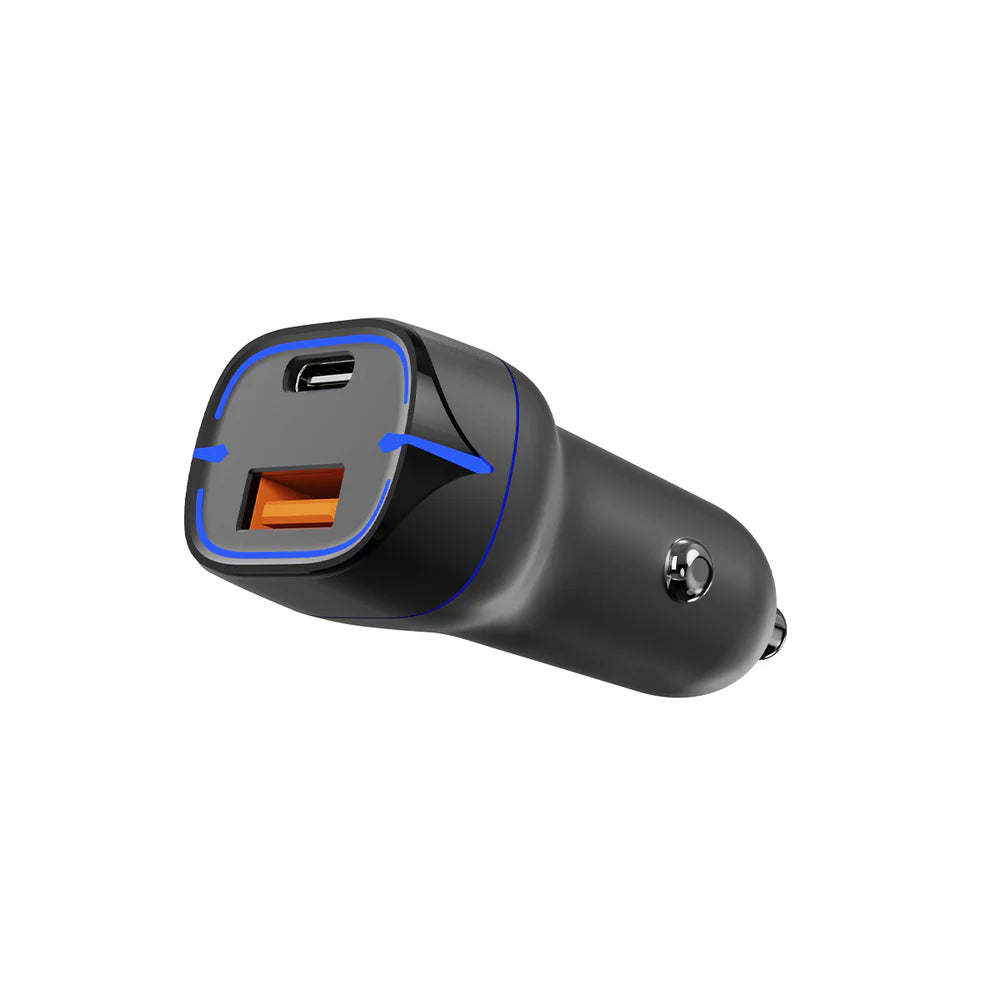 Kompakt USB-C autóstöltő PD + QC3.0 18W (Fekete)